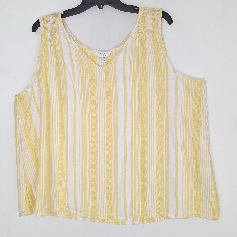 Cottagecore Linen Blend Sleeveless Praire Time and Tru  Striped Tank Top XXL 20